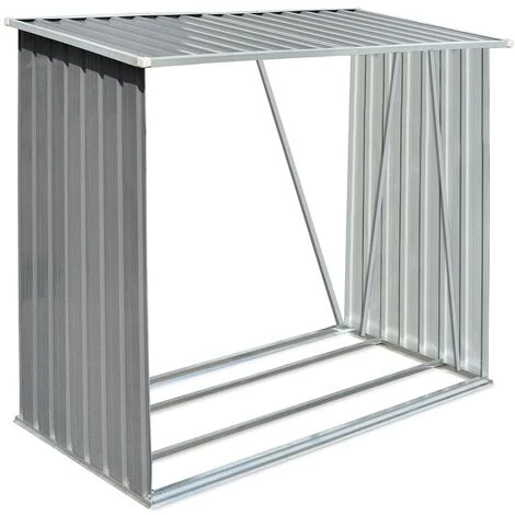VidaXL Abri De Stockage De Bois Acier Galvanisé 163x83x154 Cm Gris 4 VidaXL Abri De Stockage De Bois Acier Galvanisé 163x83x154 Cm Gris – Image 2