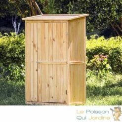 LE POISSON QUI JARDINE.FR Cabane De Jardin En Bois Brut, 1 Porte, Pour Rangement, 154 Cm De Haut - Bois