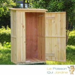 LE POISSON QUI JARDINE.FR Cabane De Jardin En Bois Brut, 1 Porte, Pour Rangement, 154 Cm De Haut - Bois -Rangement de jardin Soldes 11443052 4