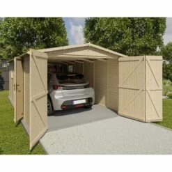 TRIGANO Garage - Bois Brut - 18 M² -Rangement de jardin Soldes 12574463 4