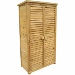 WILTEC Armoire De Jardin Avec Des Portes En Lamelles 870x465x1600 Mm En Bois D'épicéa Avec Toit Bitumé