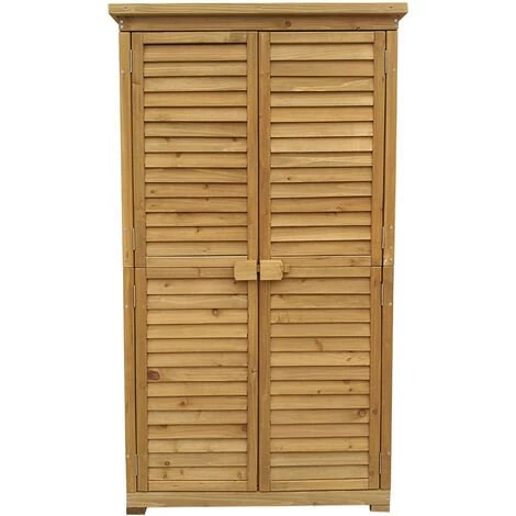 WILTEC Armoire De Jardin Avec Des Portes En Lamelles 870x465x1600 Mm En Bois D'épicéa Avec Toit Bitumé 5 WILTEC Armoire De Jardin Avec Des Portes En Lamelles 870x465x1600 Mm En Bois D'épicéa Avec Toit Bitumé – Image 3