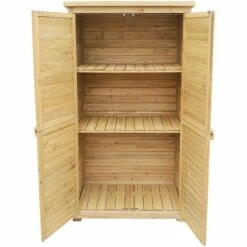 WILTEC Armoire De Jardin Avec Des Portes En Lamelles 870x465x1600 Mm En Bois D'épicéa Avec Toit Bitumé 10 WILTEC Armoire De Jardin Avec Des Portes En Lamelles 870x465x1600 Mm En Bois D'épicéa Avec Toit Bitumé -Rangement de jardin Soldes 1318261 4