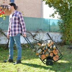 OXEO Chariot à Bûches Charge Maximale 80kg - Pneus En Caoutchouc -Rangement de jardin Soldes 13189008 3