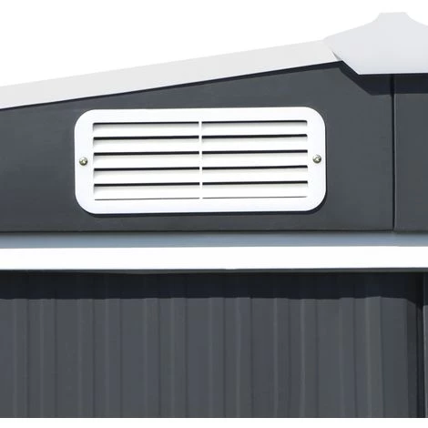 IDMARKET Abri De Jardin 5,3 M² Gris En Acier Galvanisé Avec Base 7 IDMARKET Abri De Jardin 5,3 M² Gris En Acier Galvanisé Avec Base – Image 5