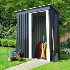 IDMARKET Abri De Jardin 1,3 M² Gris En Acier Galvanisé