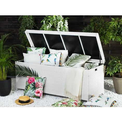 BELIANI Coffre En Rotin Blanc 158 X 63 Cm - Blanc 4 BELIANI Coffre En Rotin Blanc 158 X 63 Cm - Blanc – Image 2