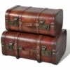 VIDAXL Coffre De Rangement Vintage Bois Marron 2 Pcs - Brun