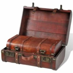 VIDAXL Coffre De Rangement Vintage Bois Marron 2 Pcs - Brun -Rangement de jardin Soldes 14075722 3