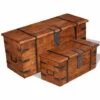 VIDAXL Ensemble De Deux Coffres De Rangement Bois Massif - Brun -Rangement de jardin Soldes 14076832 1