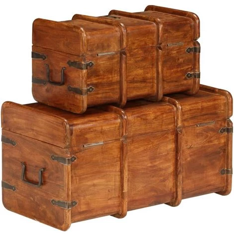 VIDAXL Coffre De Rangement 2 Pcs Bois D'acacia Et Finition En Sesham - Brun - Coffres De Rangement - Armoires Et Meubles De Rangement - Brun - Brun 5 VIDAXL Coffre De Rangement 2 Pcs Bois D'acacia Et Finition En Sesham - Brun - Coffres De Rangement - Armoires Et Meubles De Rangement - Brun - Brun – Image 3