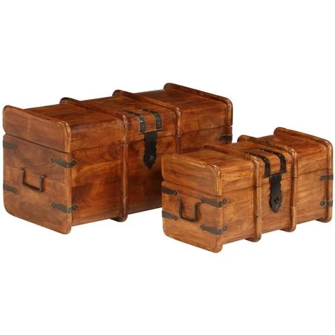 VIDAXL Coffre De Rangement 2 Pcs Bois D'acacia Et Finition En Sesham - Brun - Coffres De Rangement - Armoires Et Meubles De Rangement - Brun - Brun 6 VIDAXL Coffre De Rangement 2 Pcs Bois D'acacia Et Finition En Sesham - Brun - Coffres De Rangement - Armoires Et Meubles De Rangement - Brun - Brun – Image 4