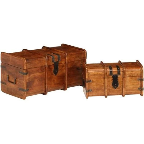 VIDAXL Coffre De Rangement 2 Pcs Bois D'acacia Et Finition En Sesham - Brun - Coffres De Rangement - Armoires Et Meubles De Rangement - Brun - Brun 7 VIDAXL Coffre De Rangement 2 Pcs Bois D'acacia Et Finition En Sesham - Brun - Coffres De Rangement - Armoires Et Meubles De Rangement - Brun - Brun – Image 5