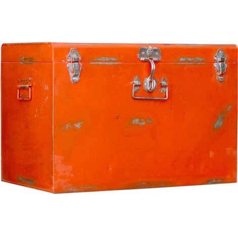 PRIVATEFLOOR Petite Malle Style Industriel Vintage Design Orange - Fer, Metal - Orange 3 PRIVATEFLOOR Petite Malle Style Industriel Vintage Design Orange - Fer, Metal - Orange