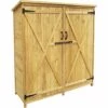 WILTEC Armoire De Jardin 2 Portes 1350x500x1540 Mm Bois D’épicéa Toit Goudron Armoire Outils Remise Jardin -Rangement de jardin Soldes 1526563 1