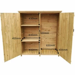 WILTEC Armoire De Jardin 2 Portes 1350x500x1540 Mm Bois D’épicéa Toit Goudron Armoire Outils Remise Jardin -Rangement de jardin Soldes 1526563 5