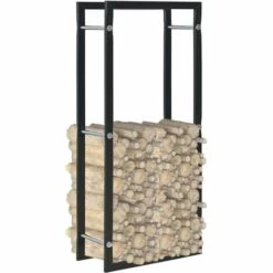 Portant De Bois De Chauffage Noir 44 X 20 X 100 Cm Acier VidaXL -Rangement de jardin Soldes 15383075 2