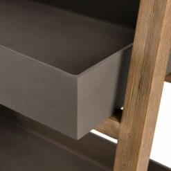 MACABANE HANS - Porte-plantes, étagère En Résine, Effet Béton Et Acacia - PM - Anthracite -Rangement de jardin Soldes 15556946 4