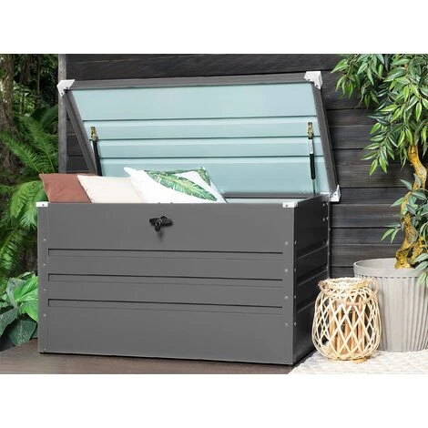 BELIANI Coffre De Rangement De Jardin 132 X 62 Cm - Gris 4 BELIANI Coffre De Rangement De Jardin 132 X 62 Cm - Gris – Image 2