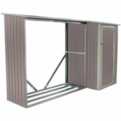 HABITAT ET JARDIN Abri Bûches Métal "Chicago" - 3.07 M² - 109 X 282 X 168 Cm - Gris Marronné - Gris Marronné. -Rangement de jardin Soldes 16498016 3