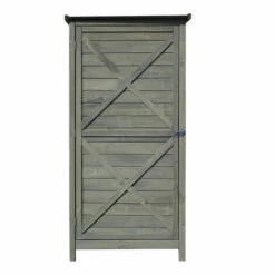 WILTEC Armoire De Jardin En Bois Vert 69,5x52x142cm Avec Porte & Toit Plat Avec Isolation Bitumineuse -Rangement de jardin Soldes 17319687 4
