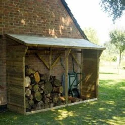 Forest Style MADEIRA- Abri De Stockage De Bois De Chauffage- étagère Pour Bois De Cheminée- Bûcher En Pin Sylvestre Autoclave- Toit En Pente- Porte 6.5 Stères De Bûches De 25cm- L320 X L.100 XH213.5cm - 4m3- Memphis XL
