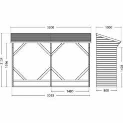 Forest Style MADEIRA- Abri De Stockage De Bois De Chauffage- étagère Pour Bois De Cheminée- Bûcher En Pin Sylvestre Autoclave- Toit En Pente- Porte 6.5 Stères De Bûches De 25cm- L320 X L.100 XH213.5cm - 4m3- Memphis XL -Rangement de jardin Soldes 17737105 3