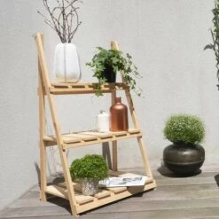 Forest Style Etagère Tchikita - Bois Brut - 100% Naturel - Customisable - 3 Plateformes - Solide Et Robuste : - Fonctionnel : Légère - Pour Extérieur Ou IntérieurMarque Française : & Ecoresponsable - 57 X42 X100 Cm