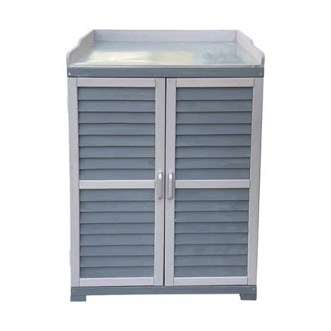 WILTEC Meuble De Jardin Avec Espace De Rangement Inférieur Table Pour Plantes Bandes De Protection Gris 5 WILTEC Meuble De Jardin Avec Espace De Rangement Inférieur Table Pour Plantes Bandes De Protection Gris – Image 3
