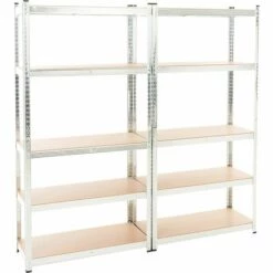 CLP Lot De 2 Etagères De Rangement G 90x40x180 Cm Avec Charge De 875 Kg Argent