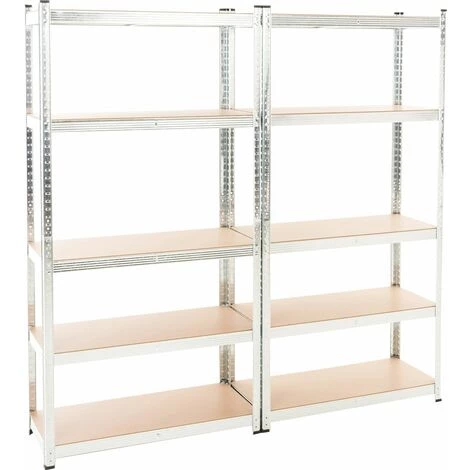 CLP Lot De 2 Etagères De Rangement G 90x40x180 Cm Avec Charge De 875 Kg Argent 3 CLP Lot De 2 Etagères De Rangement G 90x40x180 Cm Avec Charge De 875 Kg Argent