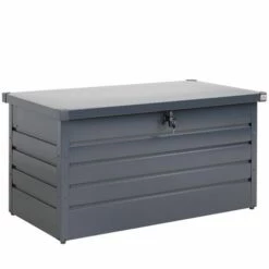 GARDEBRUK Coffre De Rangement Tôle D'acier Anthracite 120x62x63cm Verrouillable Clé Jardin