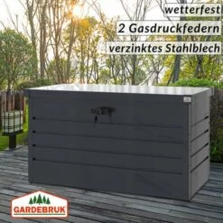 GARDEBRUK Coffre De Rangement Tôle D'acier Anthracite 120x62x63cm Verrouillable Clé Jardin 10 GARDEBRUK Coffre De Rangement Tôle D'acier Anthracite 120x62x63cm Verrouillable Clé Jardin -Rangement de jardin Soldes 18474941 4