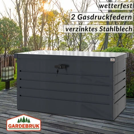 GARDEBRUK Coffre De Rangement Tôle D'acier Anthracite 120x62x63cm Verrouillable Clé Jardin 6 GARDEBRUK Coffre De Rangement Tôle D'acier Anthracite 120x62x63cm Verrouillable Clé Jardin – Image 4