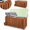 DEUBA Coffre De Rangement Avec Roues Et Poignée Acier Inoxydable 117 X 52 X 58,5 Cm Coussins Housses Jeux - Bâche Intérieure Bois Dur D'acacia 2 DEUBA Coffre De Rangement Avec Roues Et Poignée Acier Inoxydable 117 X 52 X 58,5 Cm Coussins Housses Jeux - Bâche Intérieure Bois Dur D'acacia -Rangement de jardin Soldes 18477370 1