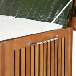 DEUBA Coffre De Rangement Avec Roues Et Poignée Acier Inoxydable 117 X 52 X 58,5 Cm Coussins Housses Jeux - Bâche Intérieure Bois Dur D'acacia -Rangement de jardin Soldes 18477370 3