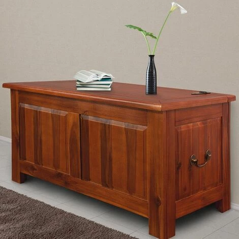 DEUBA Coffre Boîte Rangement Bois Malle 85x44x48cm Bois Tropical Acacia 6 DEUBA Coffre Boîte Rangement Bois Malle 85x44x48cm Bois Tropical Acacia – Image 4