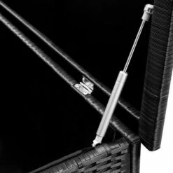 CASARIA Coffre/ Malle De Rangement à Roulettes Noir 117,5 X 55 X 64,5 Cm Avec Cadre En Aluminium Et Revêtement Amovible -Rangement de jardin Soldes 18477513 5