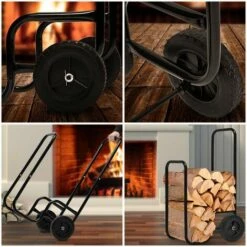 GARDEBRUK Chariot à Bois Charge Maximale 80kg Pneus En Caoutchouc Diable Pour Bois Transport Bois Chauffage -Rangement de jardin Soldes 18477518 3