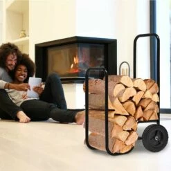 GARDEBRUK Chariot à Bois Charge Maximale 80kg Pneus En Caoutchouc Diable Pour Bois Transport Bois Chauffage -Rangement de jardin Soldes 18477518 5