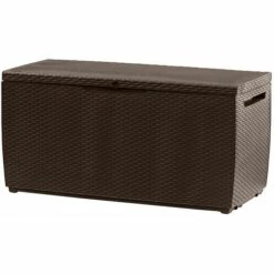 KETER Deuba Coffre De Rangement Couleur Au Choix Avec Roulettes 305 Litres Max 240 Kg Poignées Latérales Malle De Rangement Brun