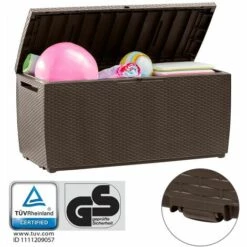 KETER Deuba Coffre De Rangement Couleur Au Choix Avec Roulettes 305 Litres Max 240 Kg Poignées Latérales Malle De Rangement Brun -Rangement de jardin Soldes 18477669 3