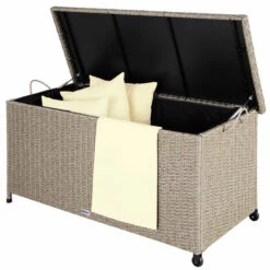 CASARIA Coffre De Rangement Polyrotin Crème 122x56x61cm Malle De Rangement 2 Vérins à Gaz Hydrofuge Intérieur Extérieur Rangement Coussins 9 CASARIA Coffre De Rangement Polyrotin Crème 122x56x61cm Malle De Rangement 2 Vérins à Gaz Hydrofuge Intérieur Extérieur Rangement Coussins -Rangement de jardin Soldes 18499043 3