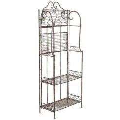 BISCOTTINI Étagère Pliable En Fer Forgé Multifonction Finition Rouille Patinée L63xPR33xH165 Cm -Rangement de jardin Soldes 18526442 3