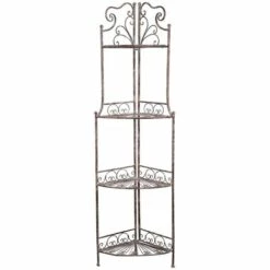 BISCOTTINI Étagère Pliable En Fer Forgé Multifonction Finition Rouille Patinée L46xPR32xH155 Cm