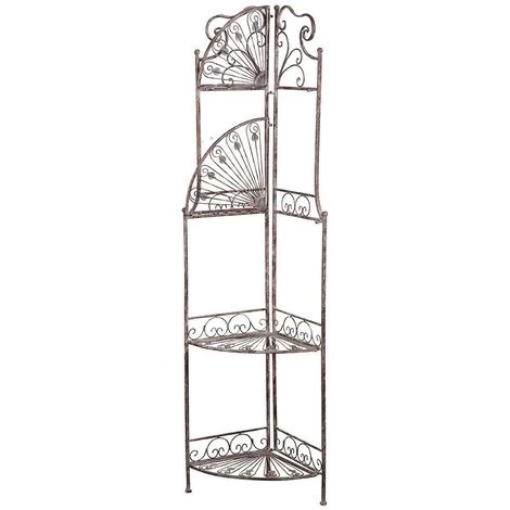 BISCOTTINI Étagère Pliable En Fer Forgé Multifonction Finition Rouille Patinée L46xPR32xH155 Cm 4 BISCOTTINI Étagère Pliable En Fer Forgé Multifonction Finition Rouille Patinée L46xPR32xH155 Cm – Image 2