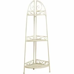 BISCOTTINI Étagère Pliante En Fer Forgé Multifonction Finition Blanche Patinée L40xPR28xH110cm