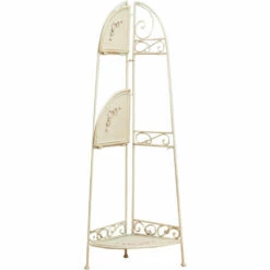 BISCOTTINI Étagère Pliante En Fer Forgé Multifonction Finition Blanche Patinée L40xPR28xH110cm -Rangement de jardin Soldes 18526597 4