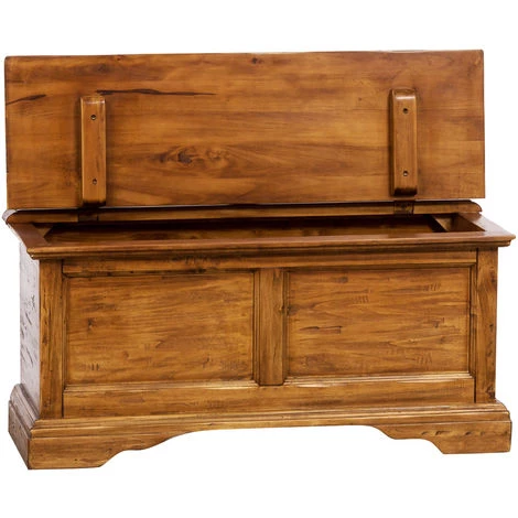 BISCOTTINI Coffre Rustique Style En Bois Massif De Tilleul Finition Noyer L100xPR38xH48 Cm 4 BISCOTTINI Coffre Rustique Style En Bois Massif De Tilleul Finition Noyer L100xPR38xH48 Cm – Image 2