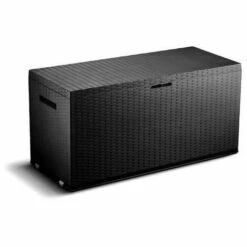 TOOD Malle De Rangement En Résine - 350 L - Gris Anthracite - 120 X 52 X 60 Cm